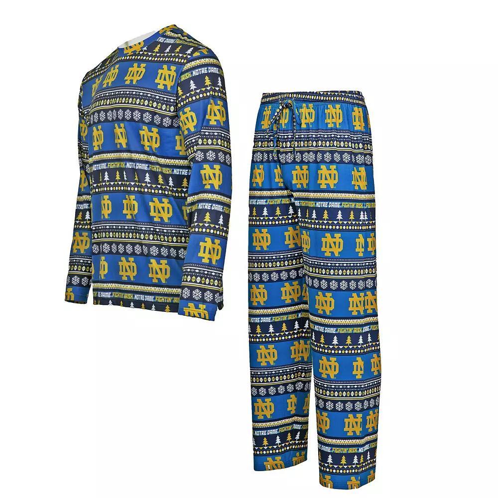 Men's Concepts Sport  Navy Notre Dame Fighting Irish Swivel Long Sleeve T-Shirt & Pants Sleep Set, Size: 3XL, Blue Product Image