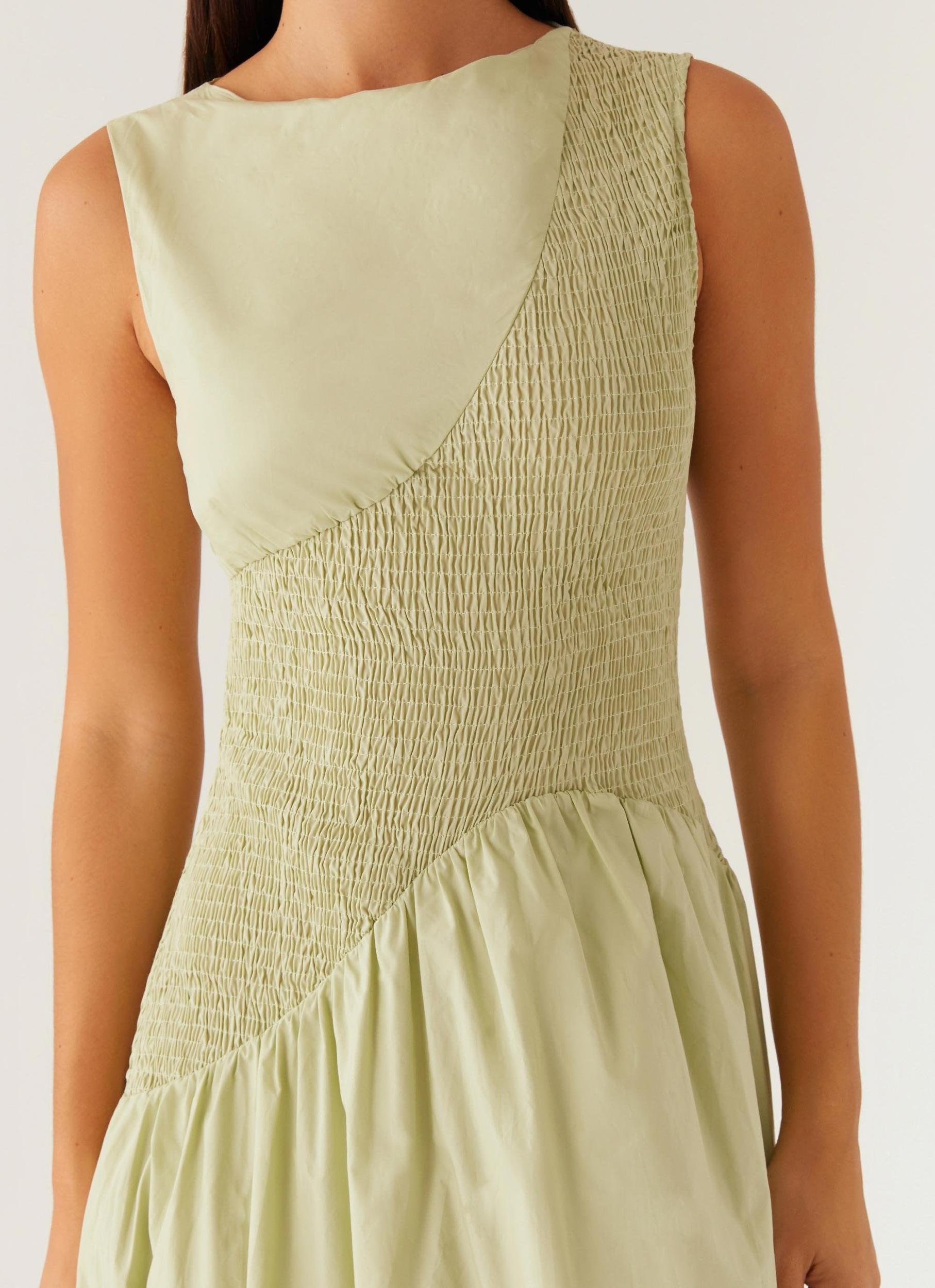 Altitude Shirred Maxi Dress - Pastel Green Product Image