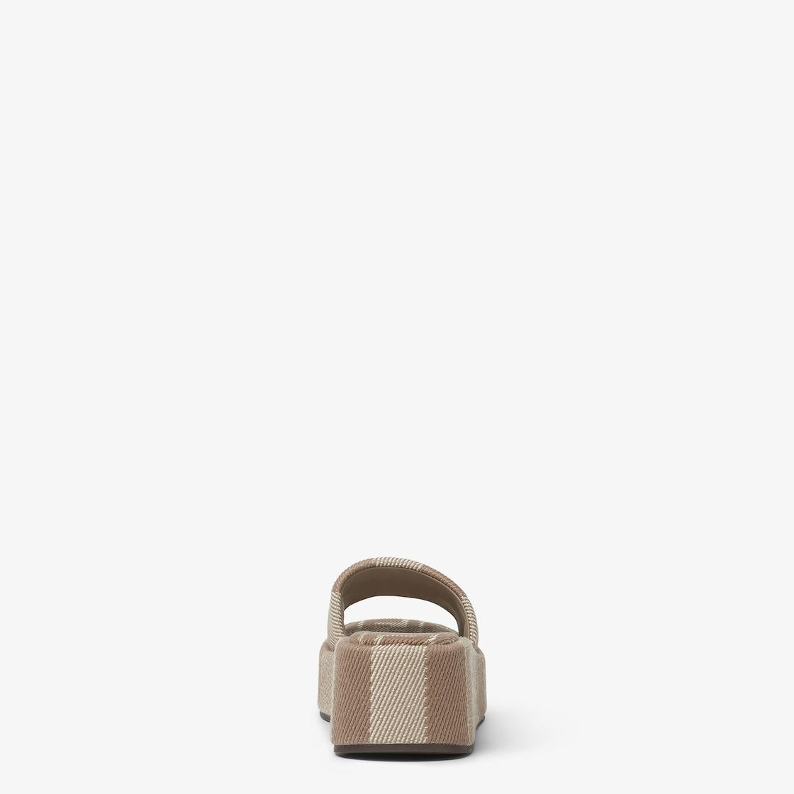 Fendi SunshineDove gray denim-effect jacquard flatform slides Product Image