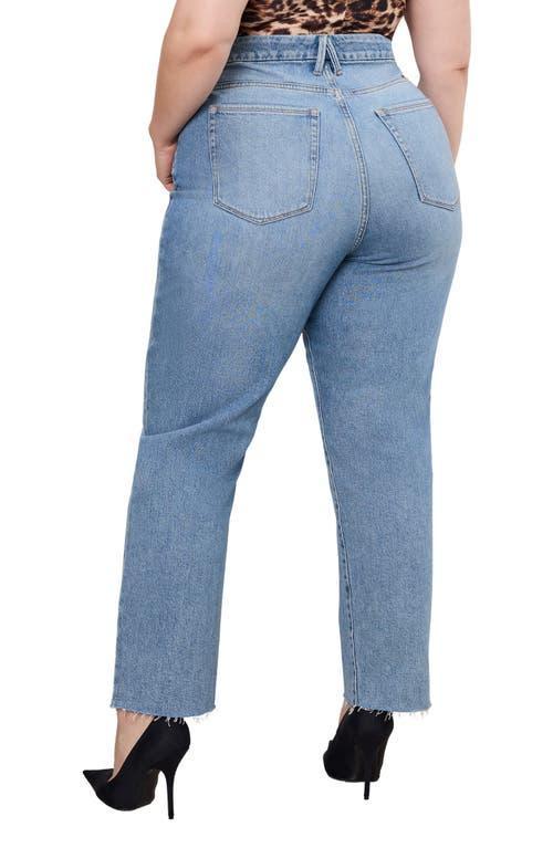 Good American Good Boy Raw Hem High Waist Ankle Straight Leg Jeans in Indigo766 at Nordstrom, Size 15 Product Image