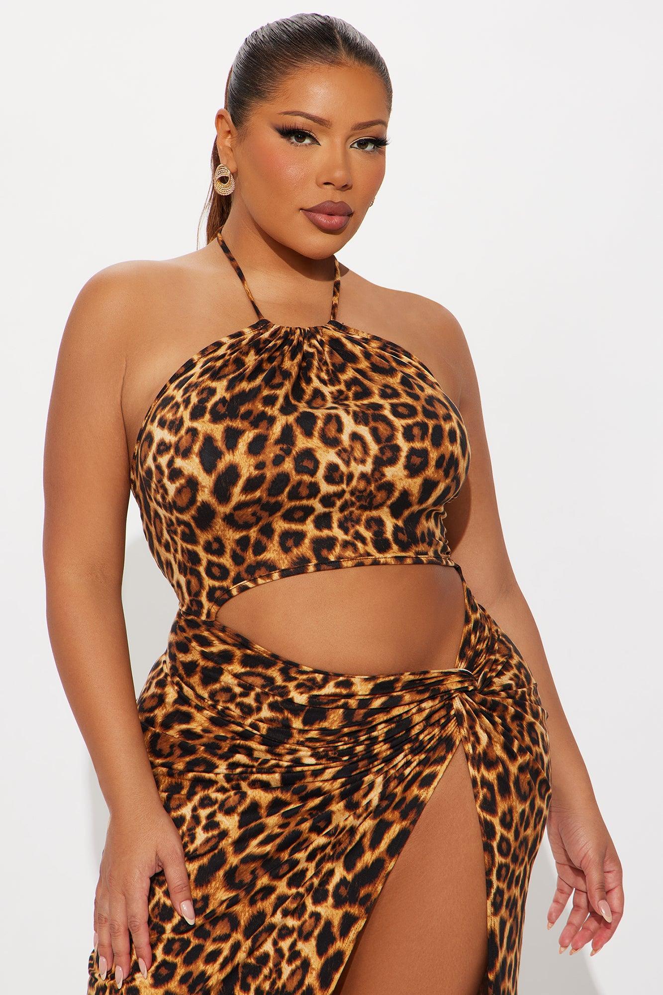 Aleah Cut Out Halter Maxi Dress - Leopard Product Image