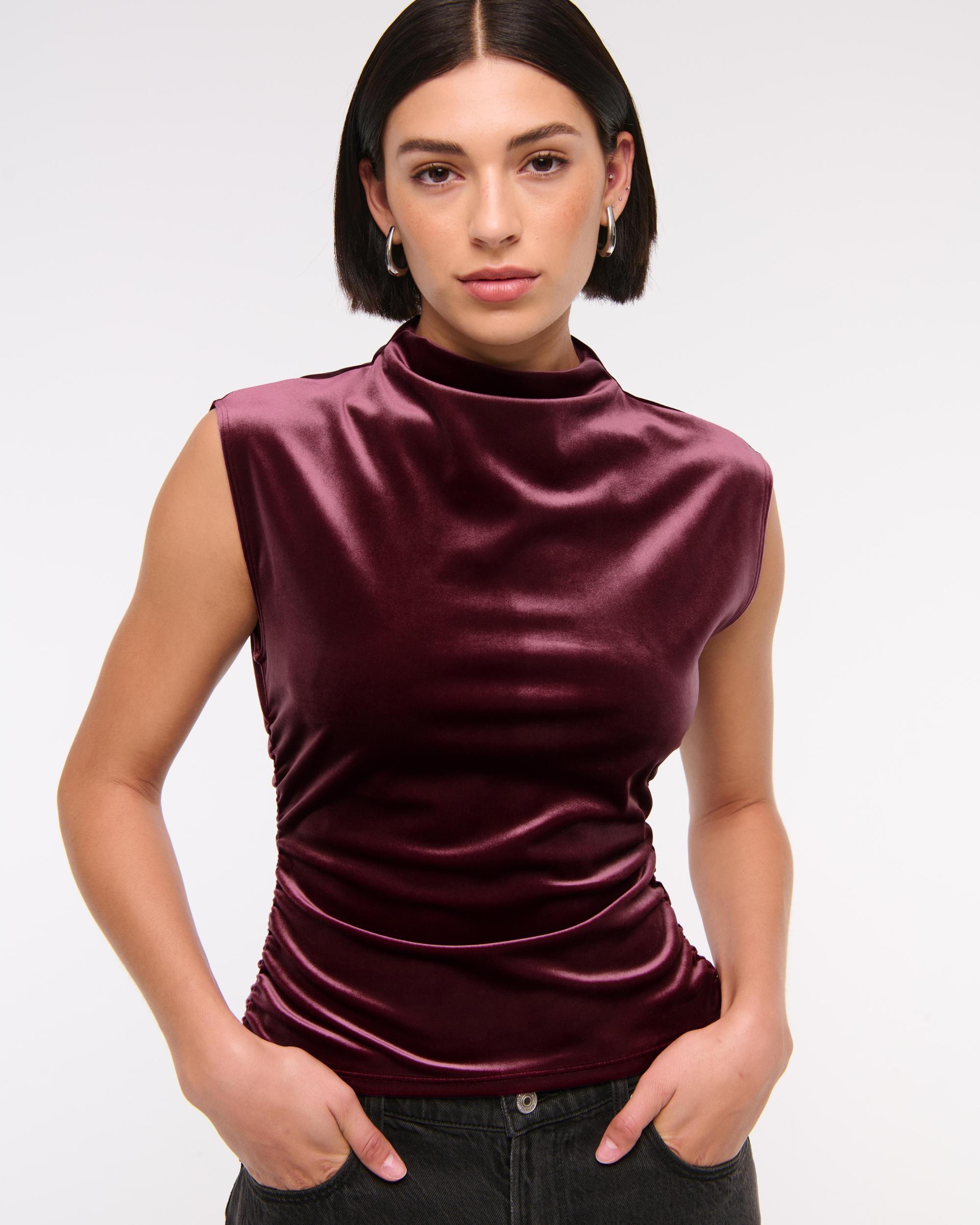 Long-Sleeve Grown-On Mockneck Top Product Image