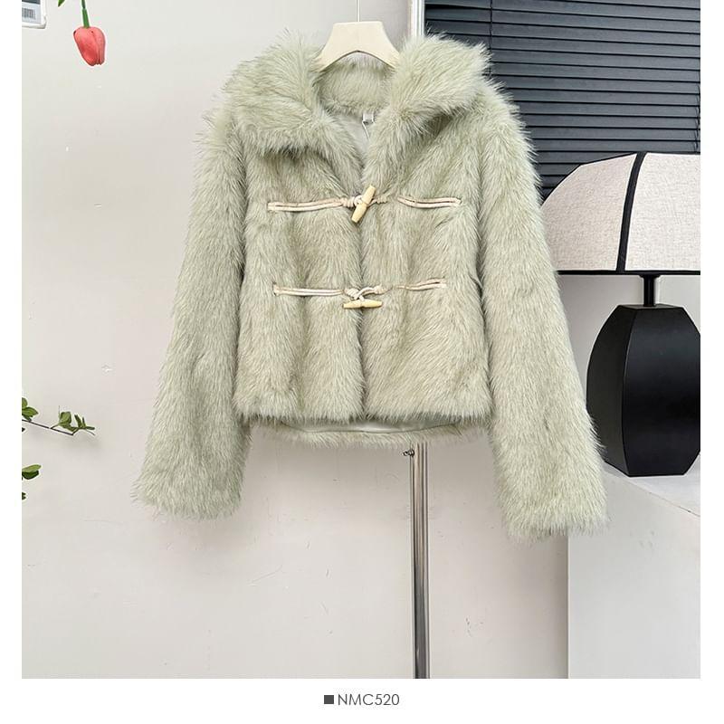 Collared Faux-Fur Toggle Coat Product Image