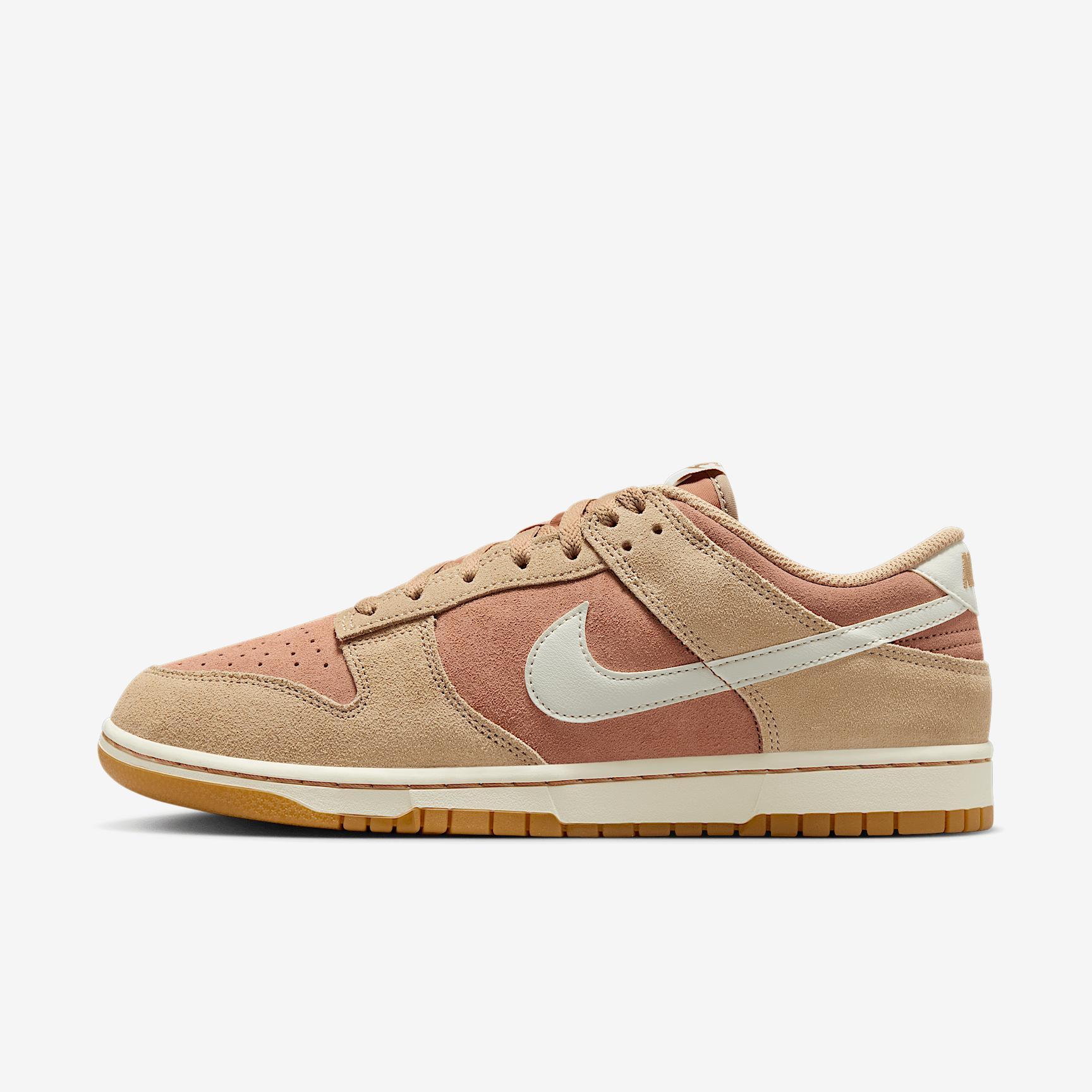 Nike Mens Dunk Low Retro SE Casual Shoes in Pale Ivory/White/Light Orewood Brown Product Image