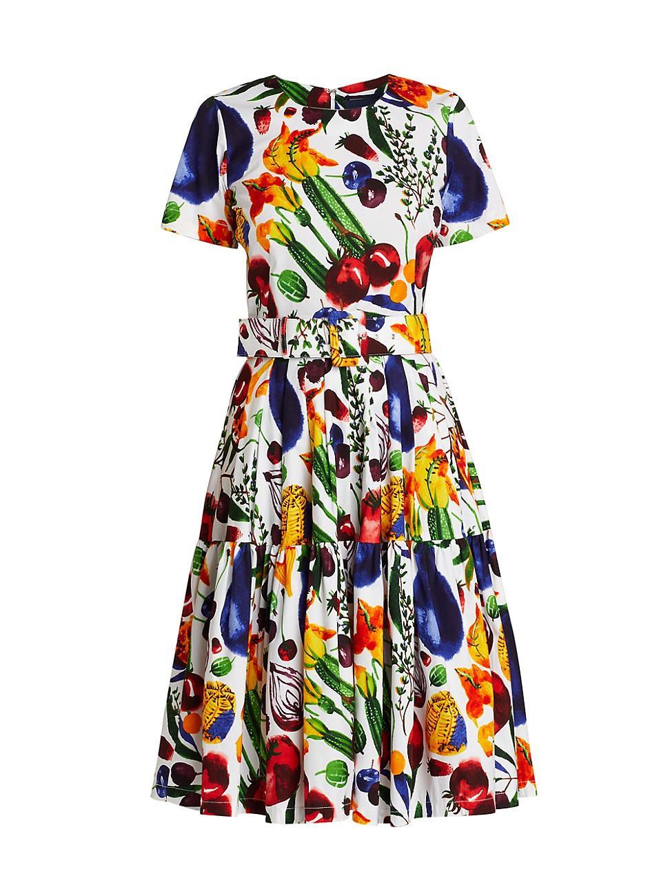 Womens Vegetable Stretch Cotton Midi-Dress Product Image