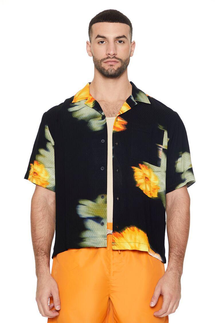 Textured Floral Print Cropped Shirt | Forever 21 Product Image