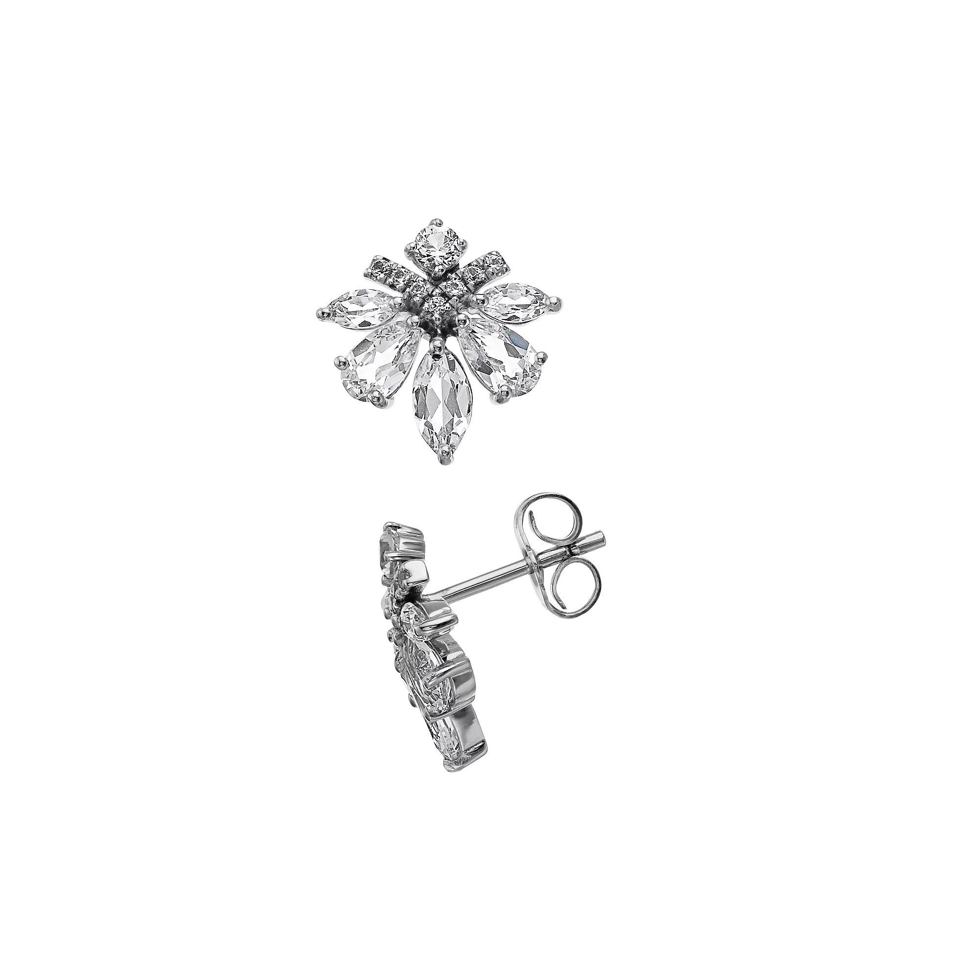 Sterling Silver Lab-Created White Sapphire Stud Earrings, Women's Product Image