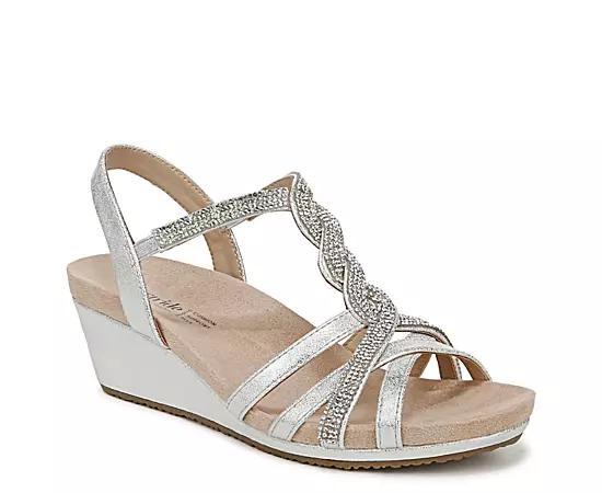 LifeStride Miami Women's Strappy Wedges, Size: 11 Wide, Silver Product Image