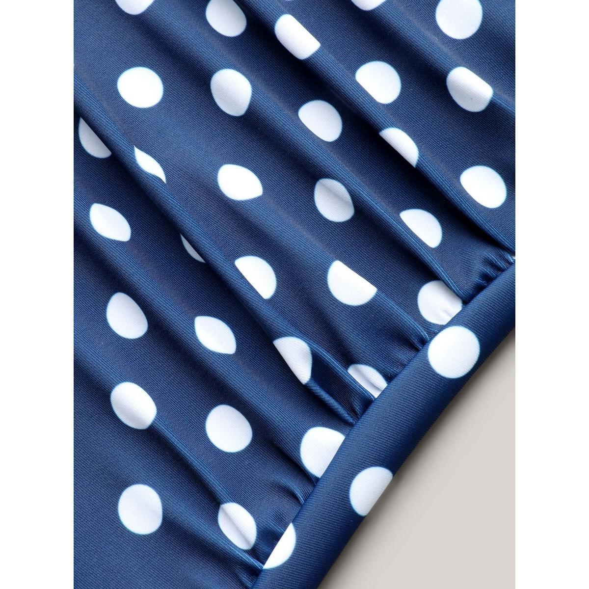 Plus Size Polka Dots Twist Front Ruched One-Piece Swimsuit Women's Swimwear Indigo Beach Twist Curve Bathing Suits High stretch One Pieces BloomChic 30/6X Product Image