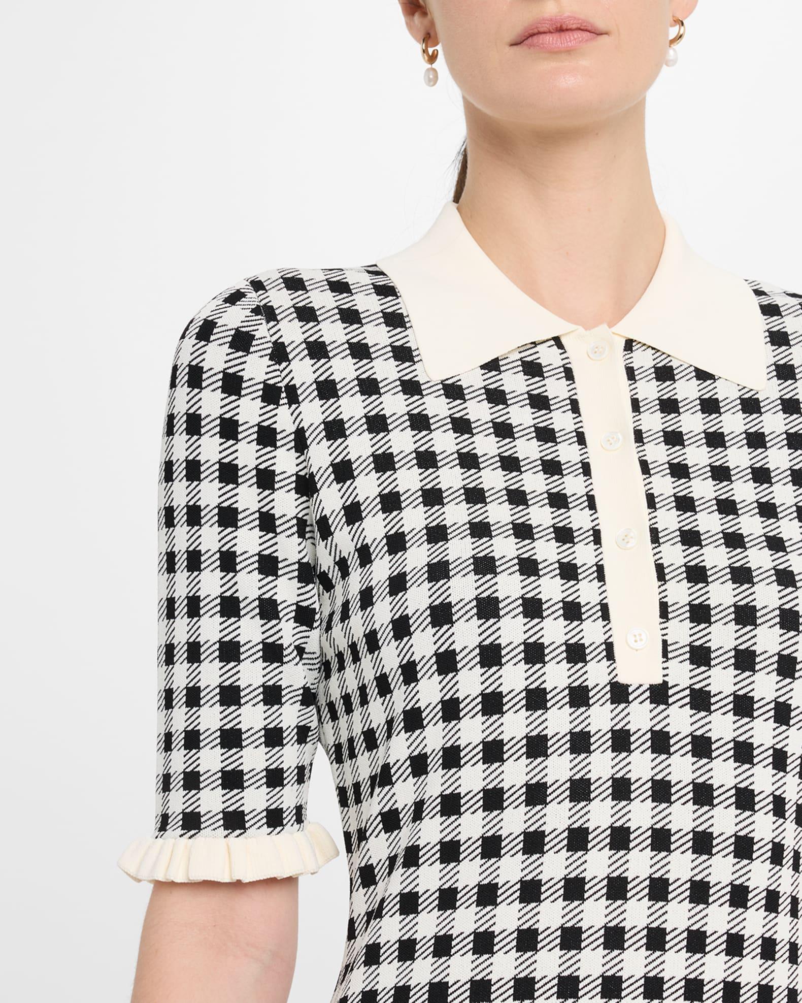 Saige Short-Sleeve Knit Gingham Dress Product Image