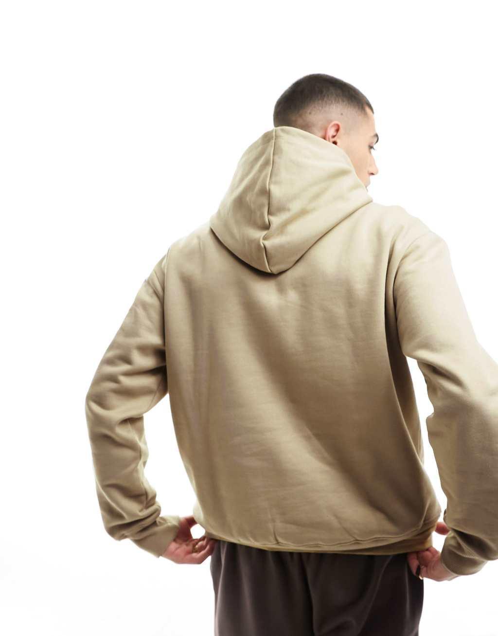 ASOS DESIGN premium heavyweight oversized hoodie in beige Product Image