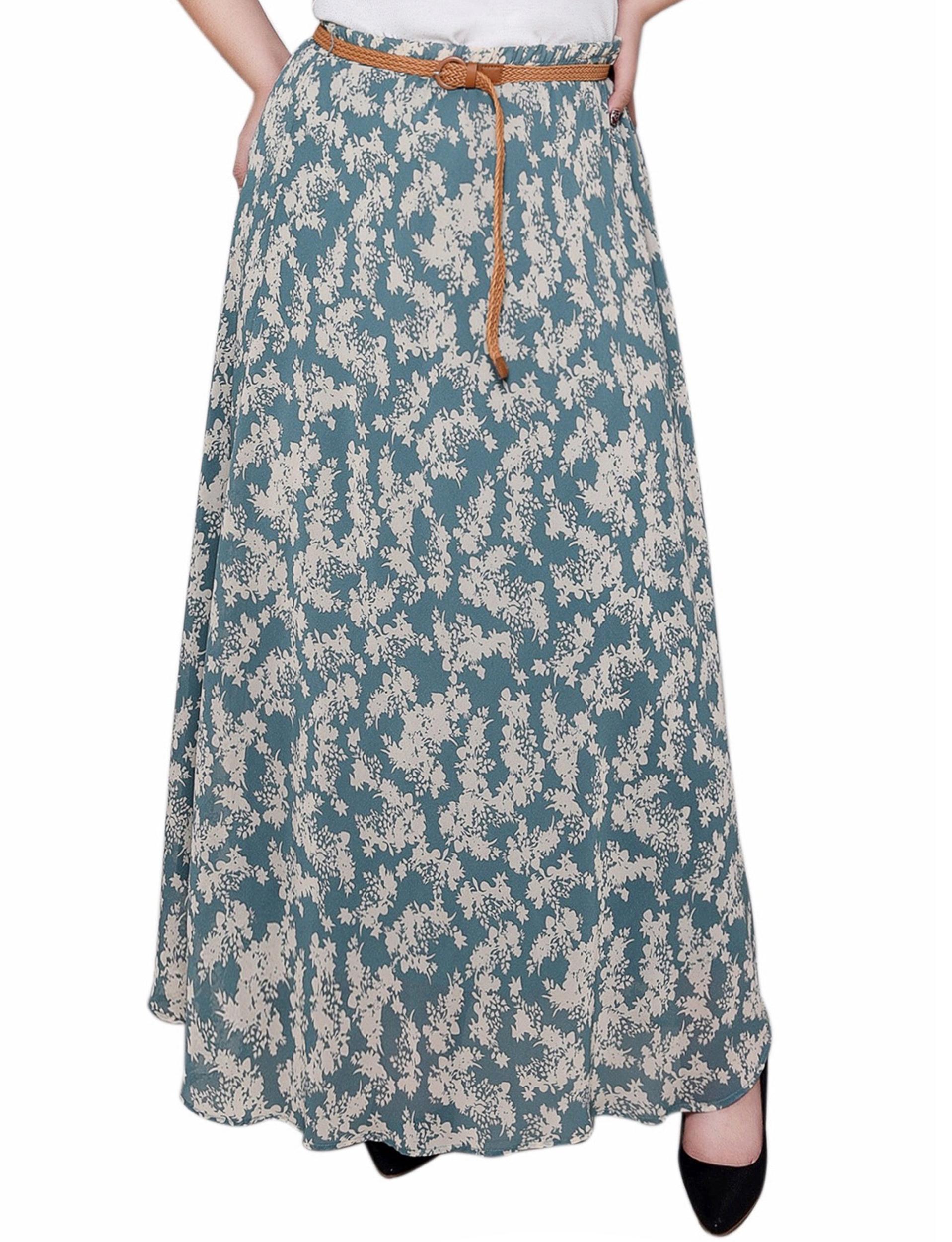 Sage Ivory Floral Chiffon Maxi Skirt - Plus Product Image