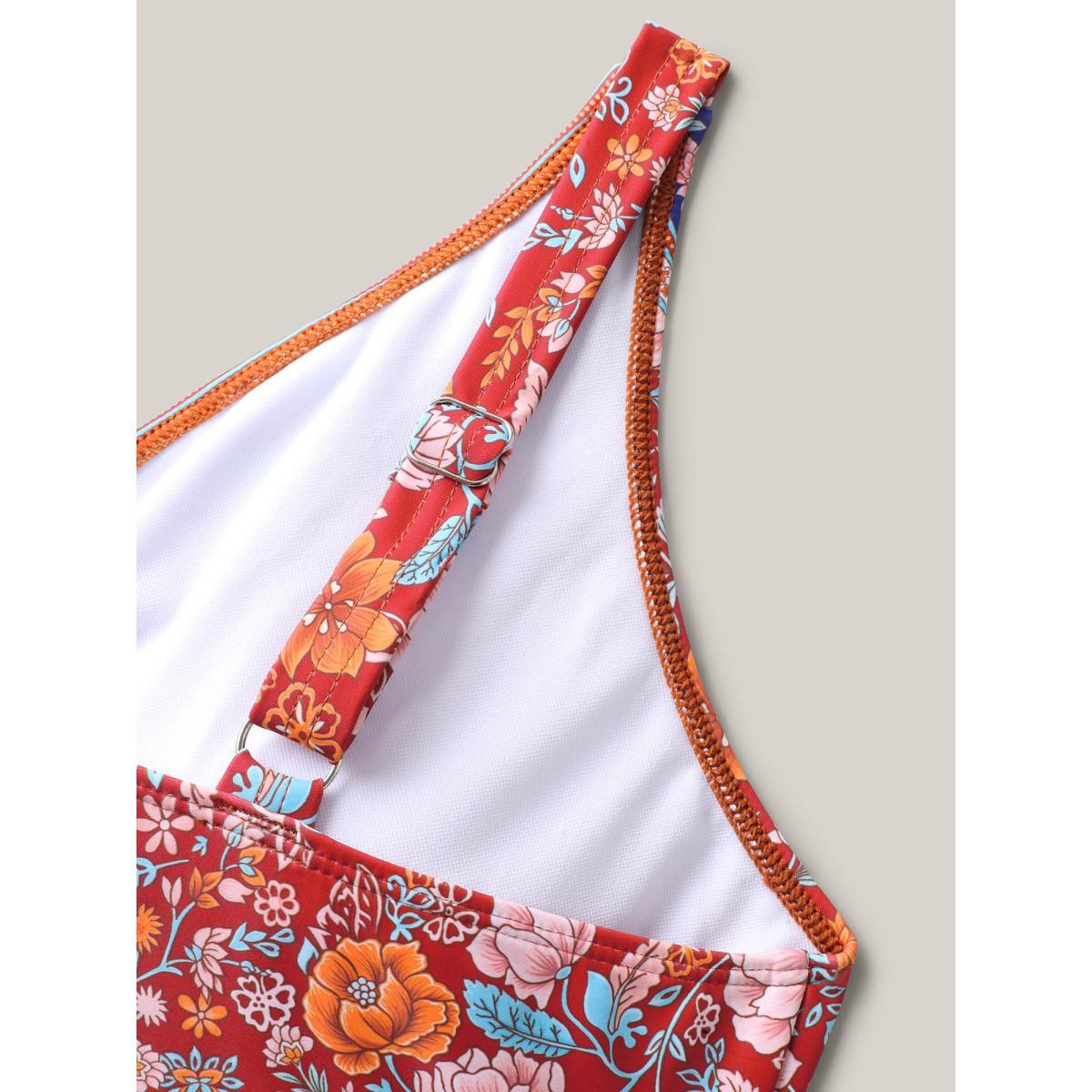 Plus Size Floral Print Ruched One-Piece Swimsuit Women's Swimwear Scarlet Beach Gathered Curve Bathing Suits High stretch One Pieces BloomChic 26/4X Product Image