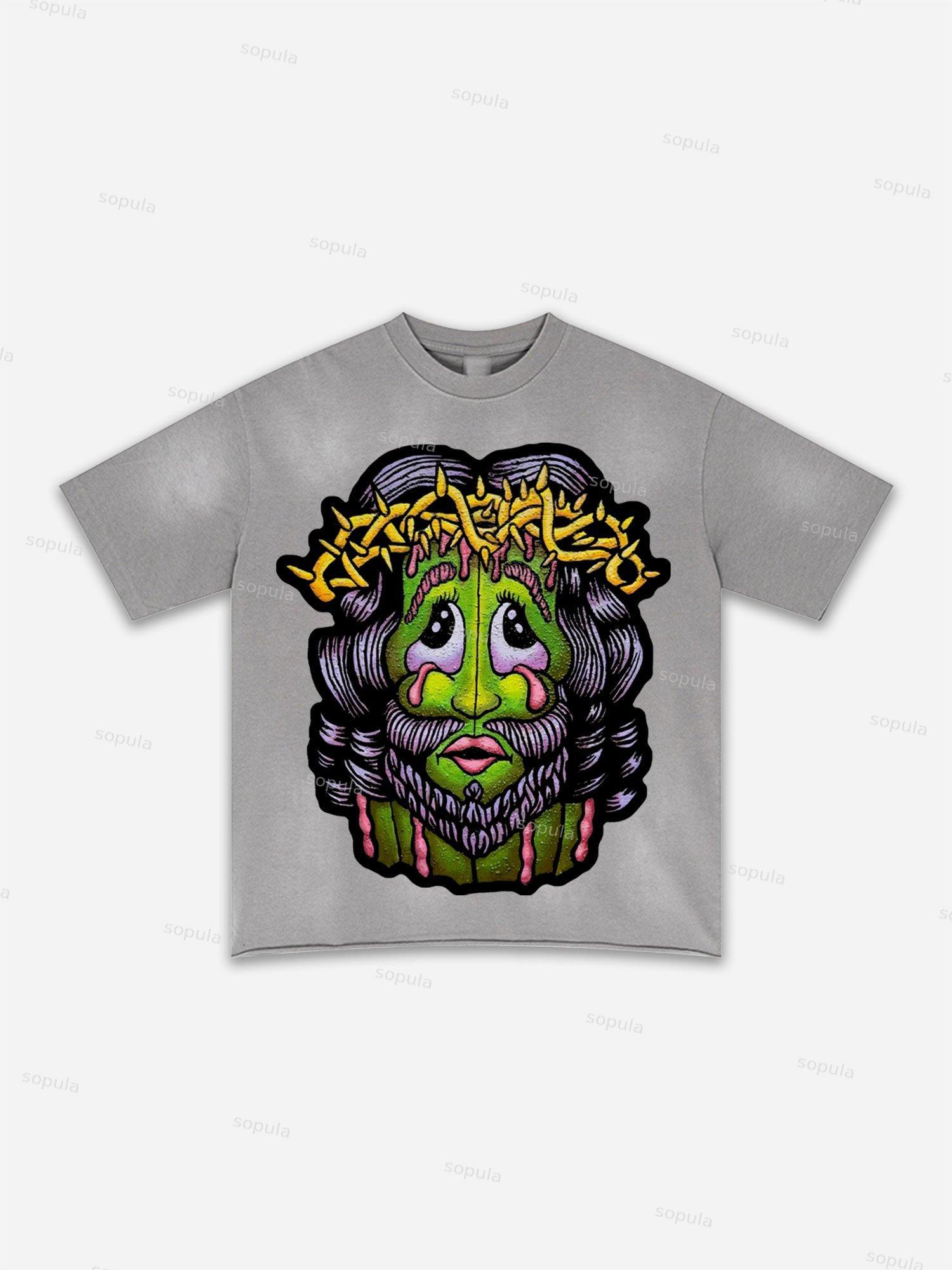 Lips Graphic Print Washed T-shirt Product Image