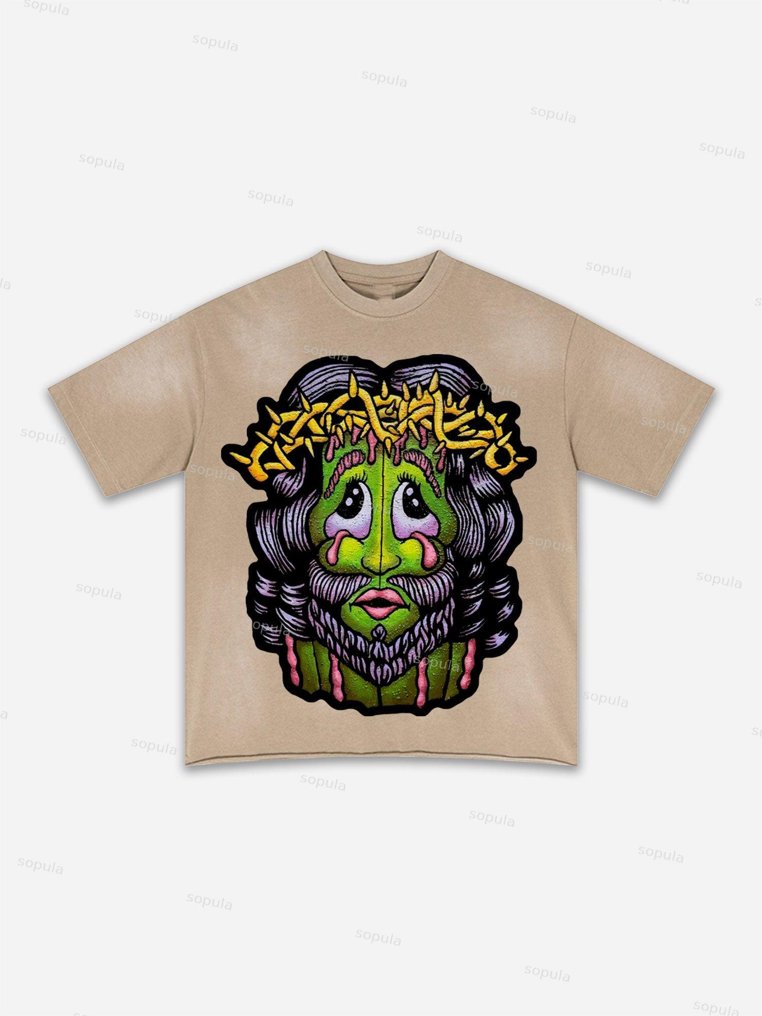Lips Graphic Print Washed T-shirt Product Image