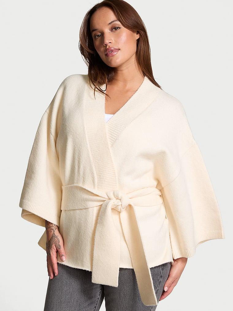 Luxe Crème Knit Wrap Sweater Product Image