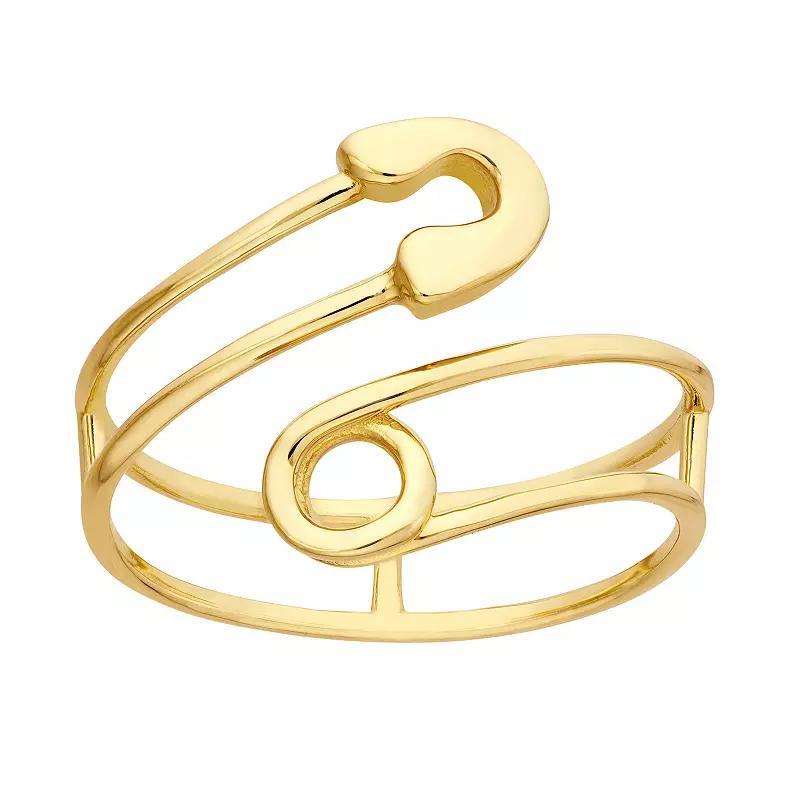 14k Gold Bypass Safety Pin Ring, Women's, Size: 7 Product Image