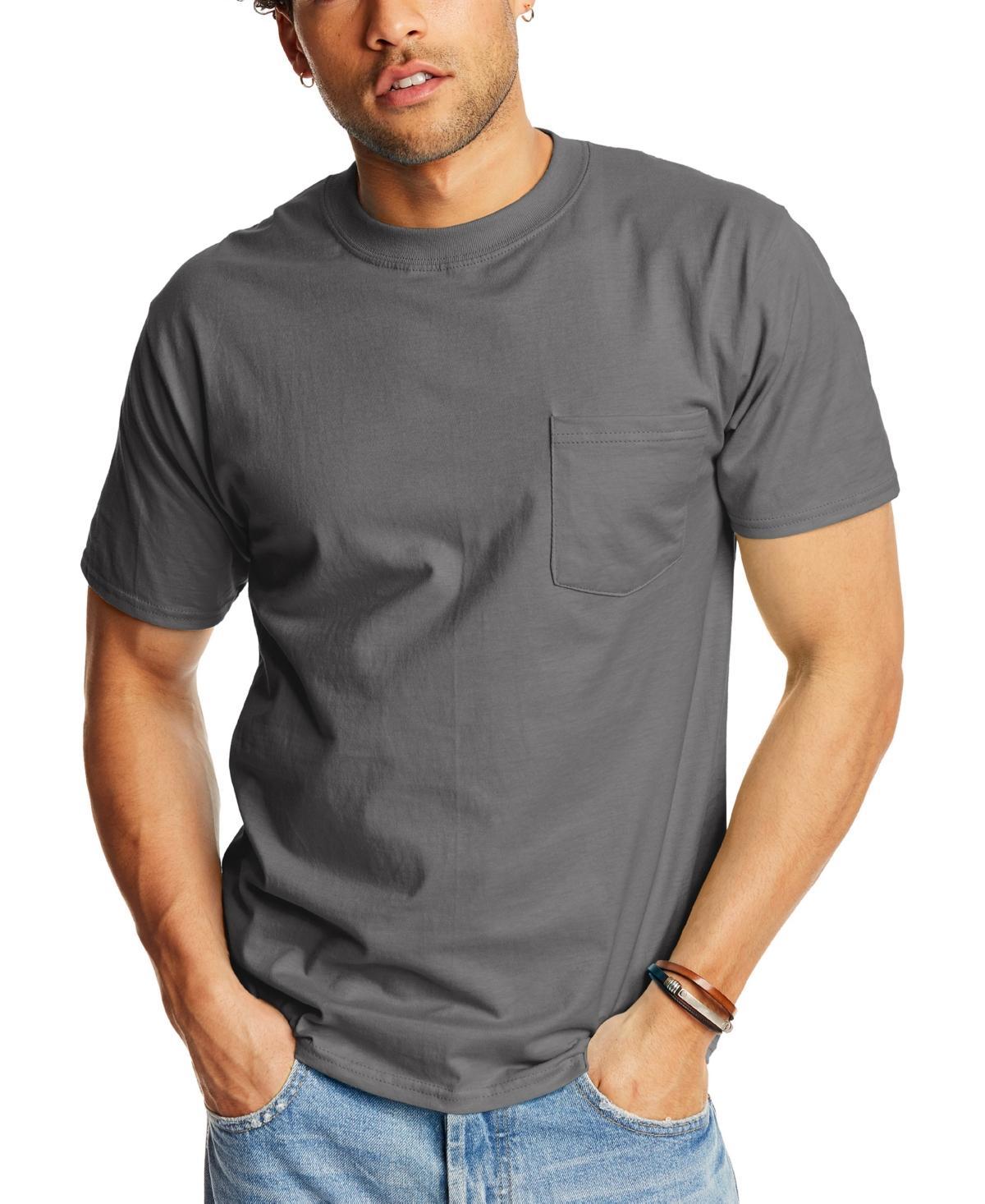 Men's Hanes® Beefy-T 2-Pack Pocket T-Shirt, Size: XL, Blue Product Image
