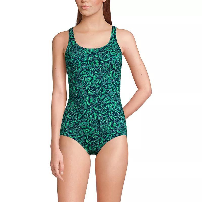 Womens Lands End D-Cup Chlorine-Resistant Tugless Sporty One-Piece Swimsuit Product Image
