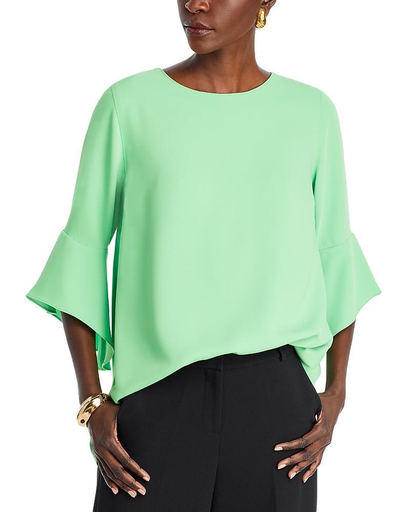 Caroline Rose Julia Matte Crepe Crew Neck 34 Ruffled Sleeve High Product Image