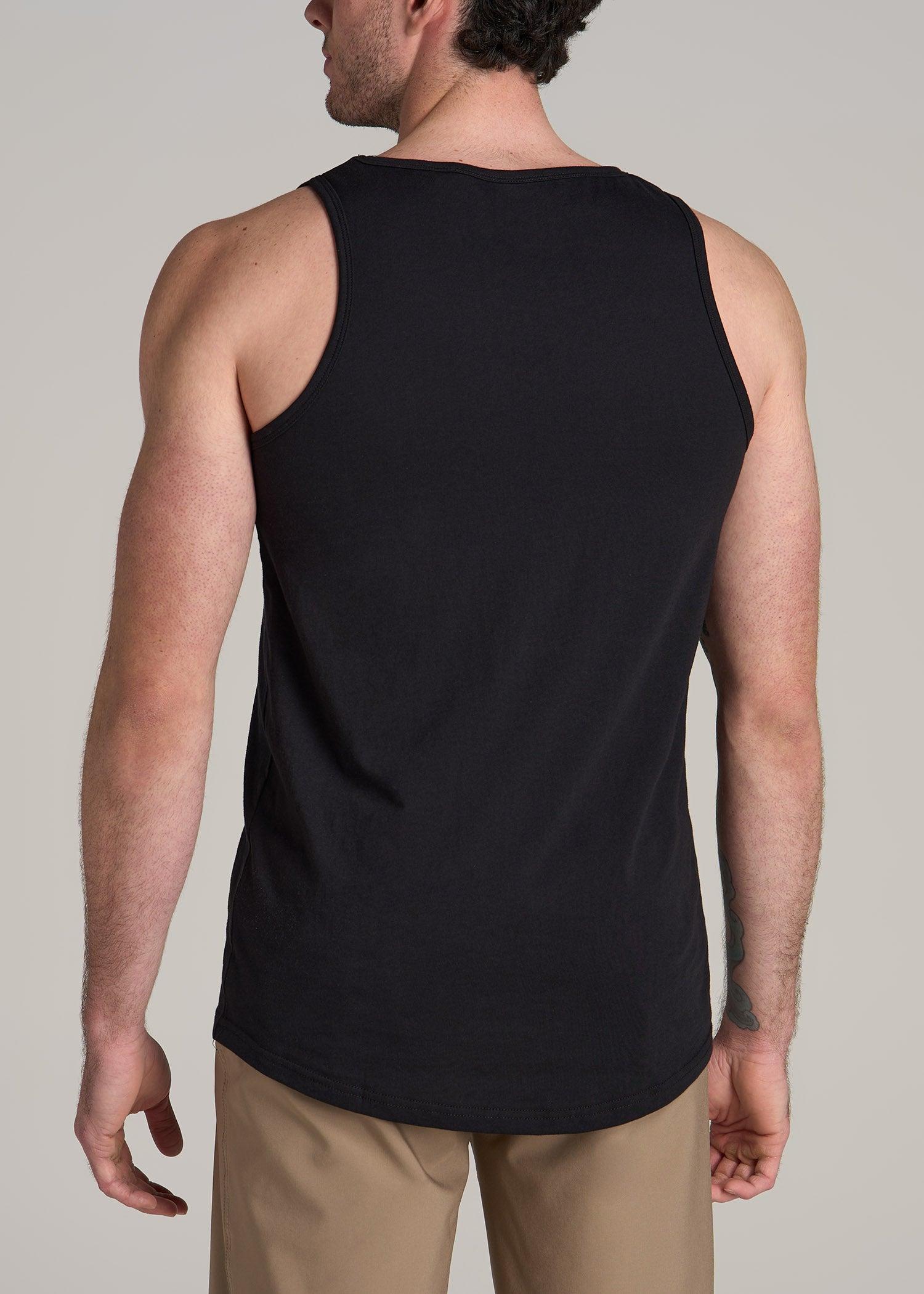 The Essentials: Men's Tall SLIM-FIT Beach Tank Top in Black Product Image