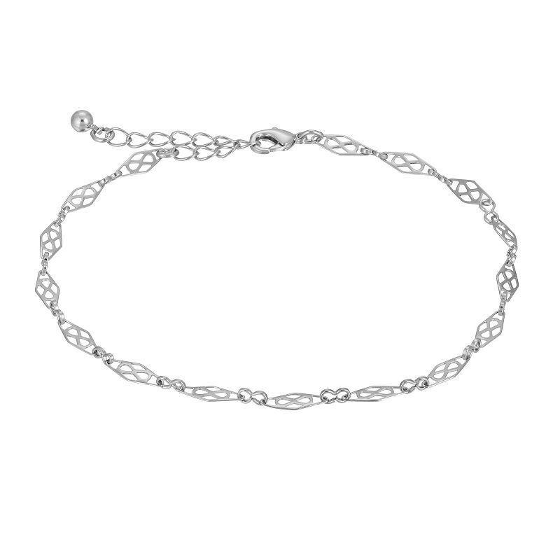 1928 Silver Tone Bohemian Chain Anklet, Womens, Grey Product Image