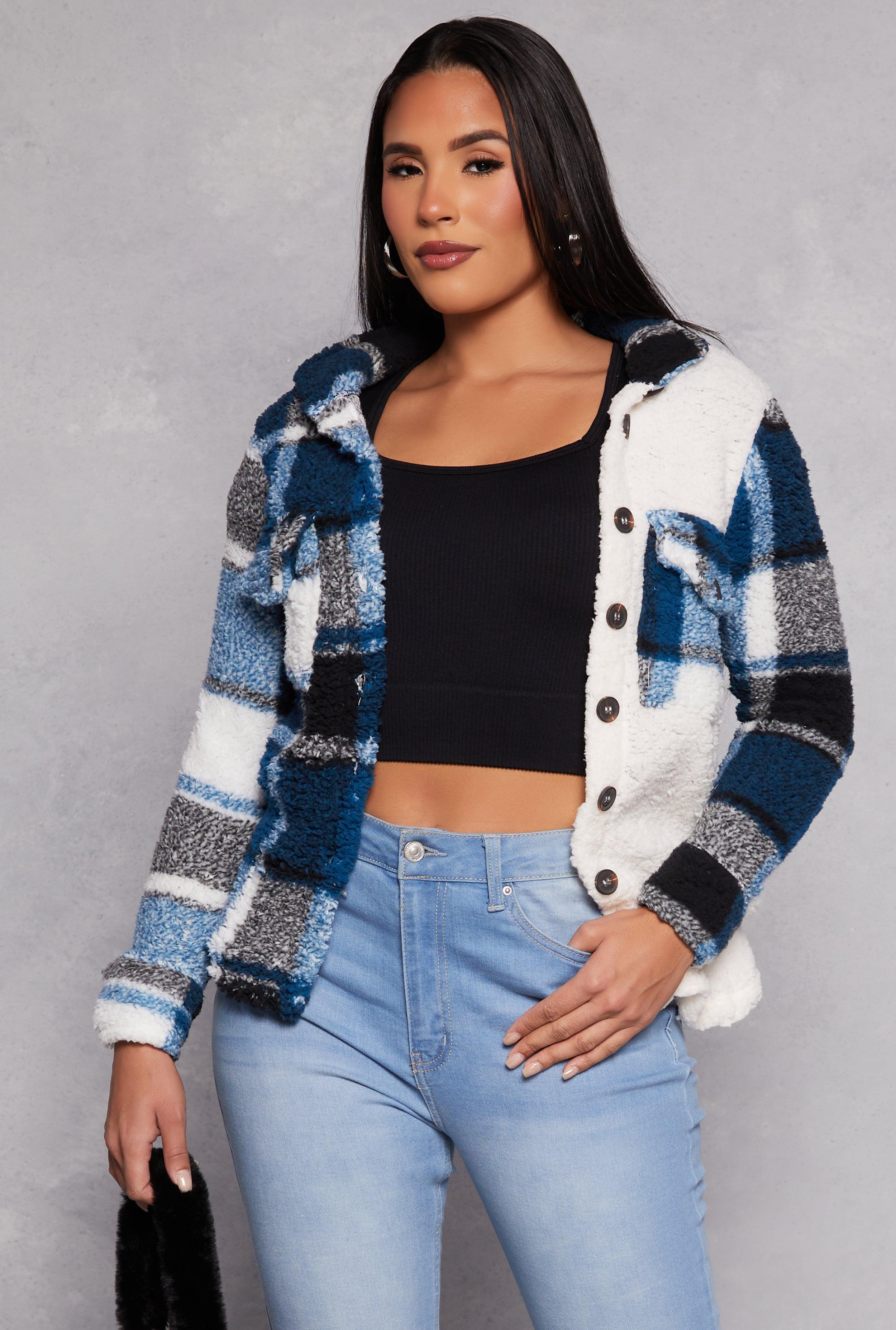 Womens Plaid Sherpa Shacket Product Image