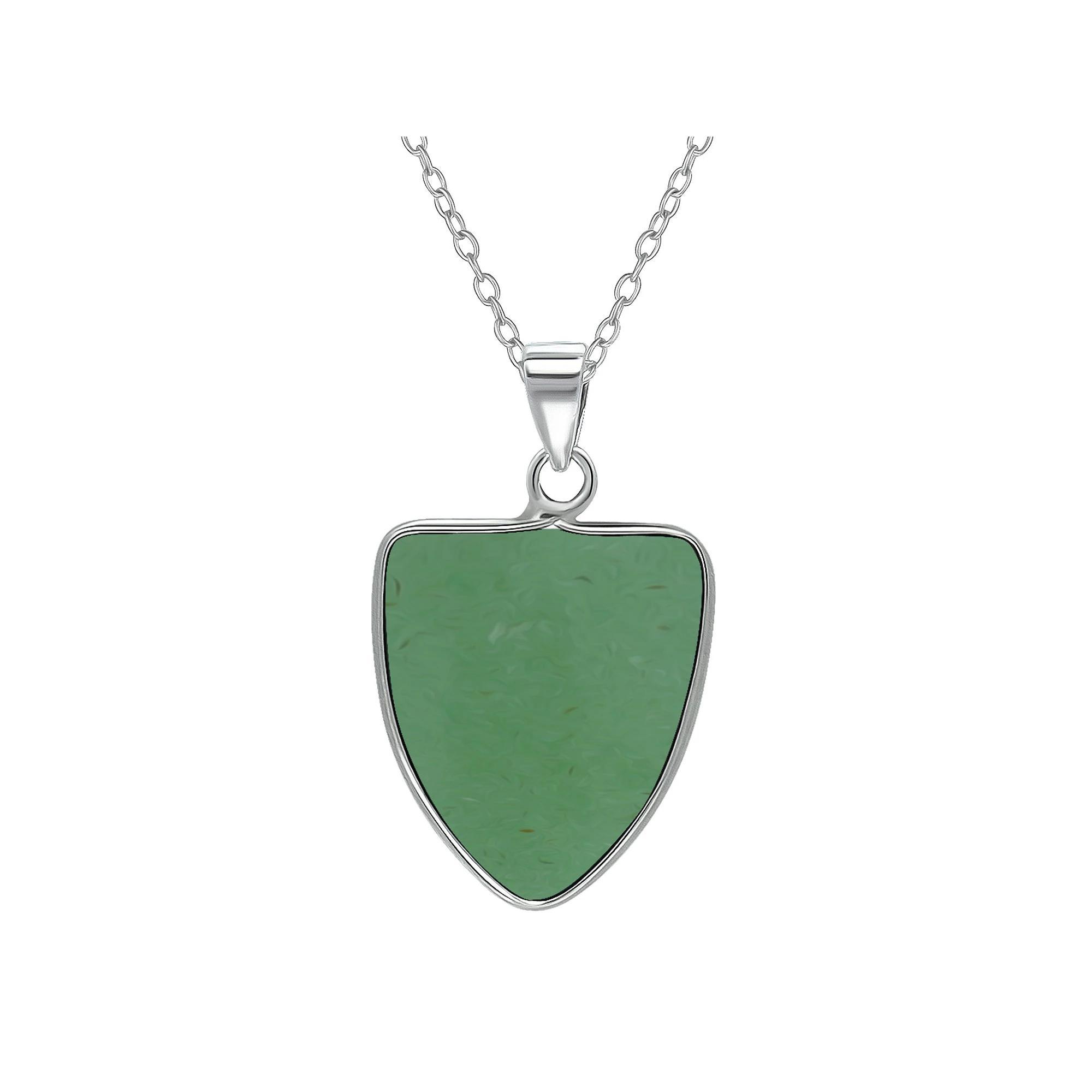 Aleure Precioso Sterling Silver Triangle Shaped Gemstone Drop Pendant Necklace, Women's, Size: 18", Green Product Image