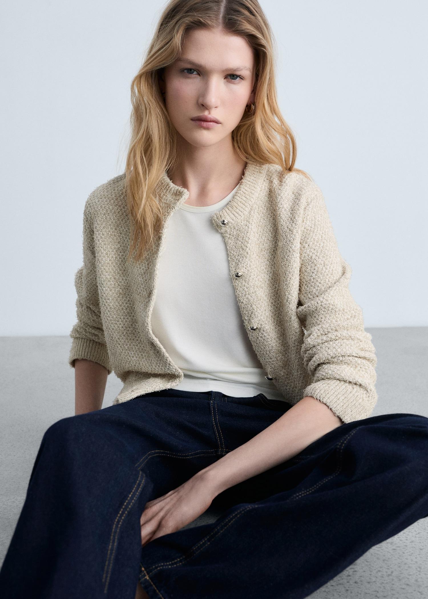 Chunky-knit jacket with buttons - Women | MANGO USA Product Image