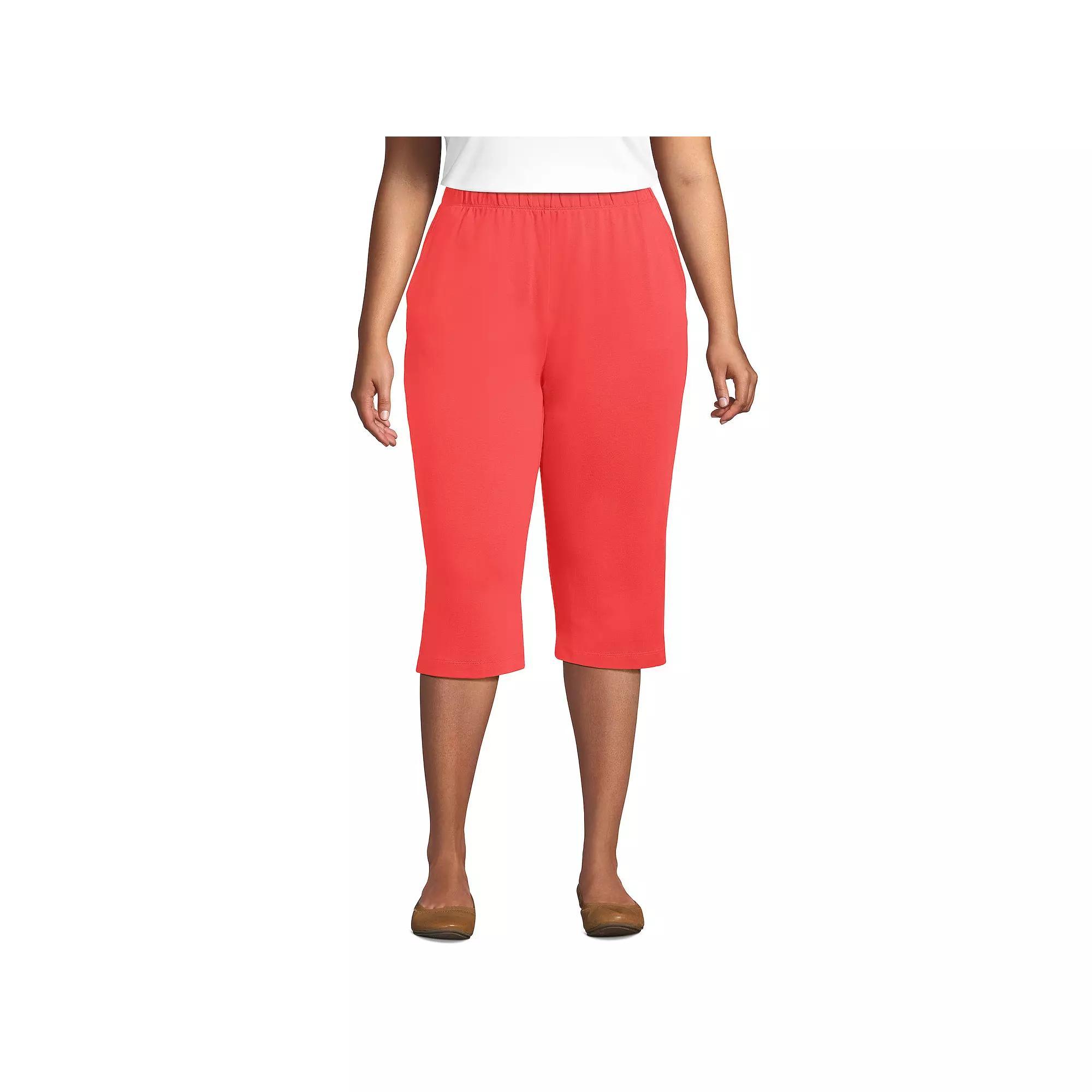 Plus Size Lands End Sport High Waist Pull-On Capri Pants, Womens Product Image