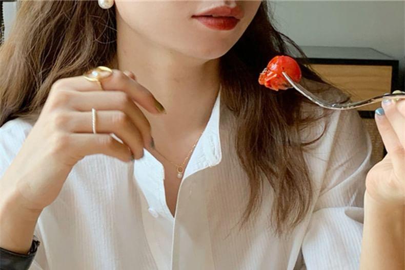 Long-Sleeve Plain Pocket Detail Shirt Product Image