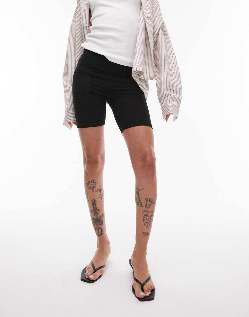 Topshop basic legging short in black Product Image