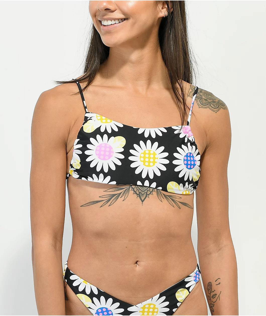 Trillium Lizzie Daisy Black Bandeau Bikini Top Product Image