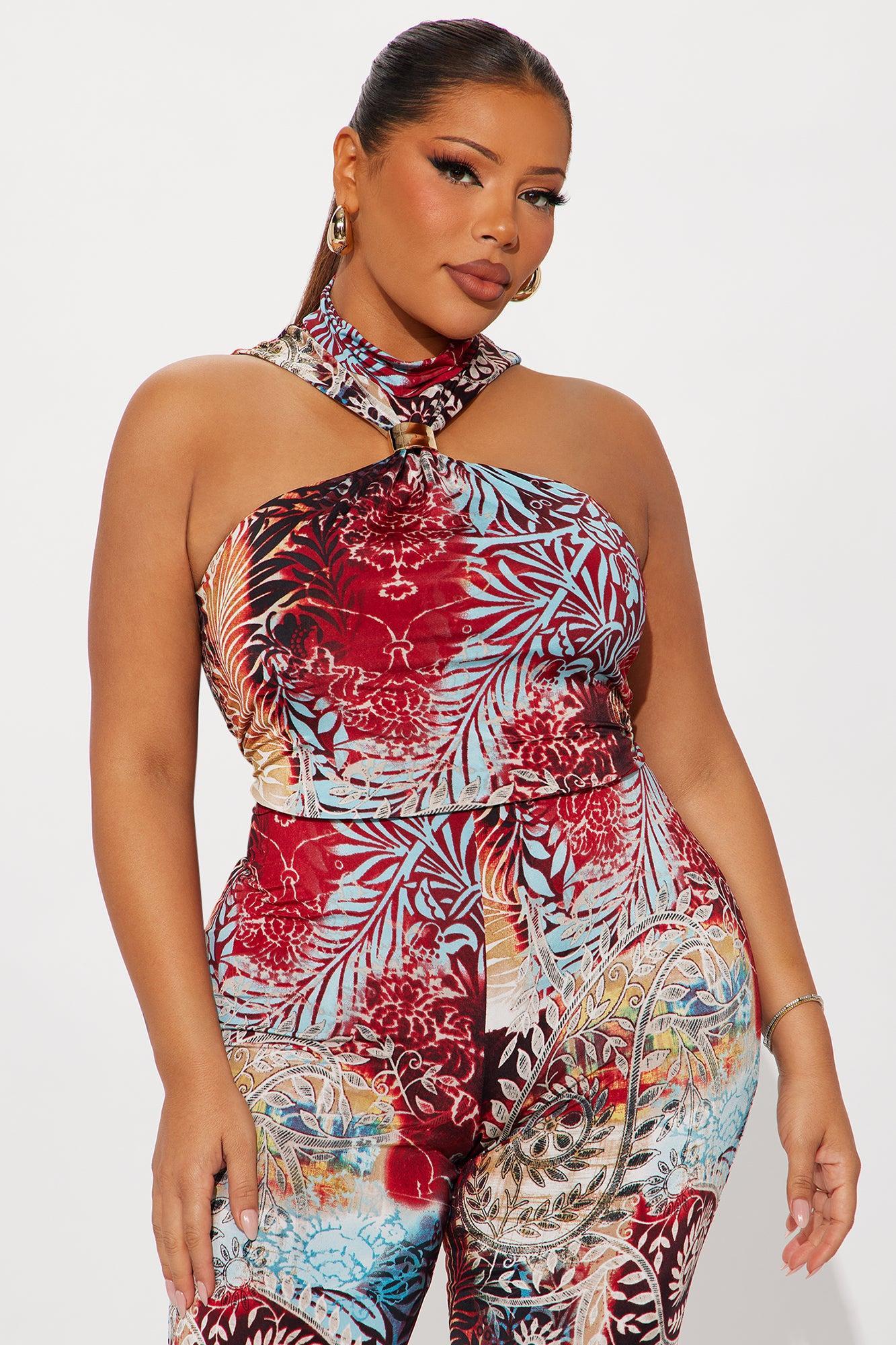 Radiant Goddess Halter Jumpsuit - Multi Color Product Image