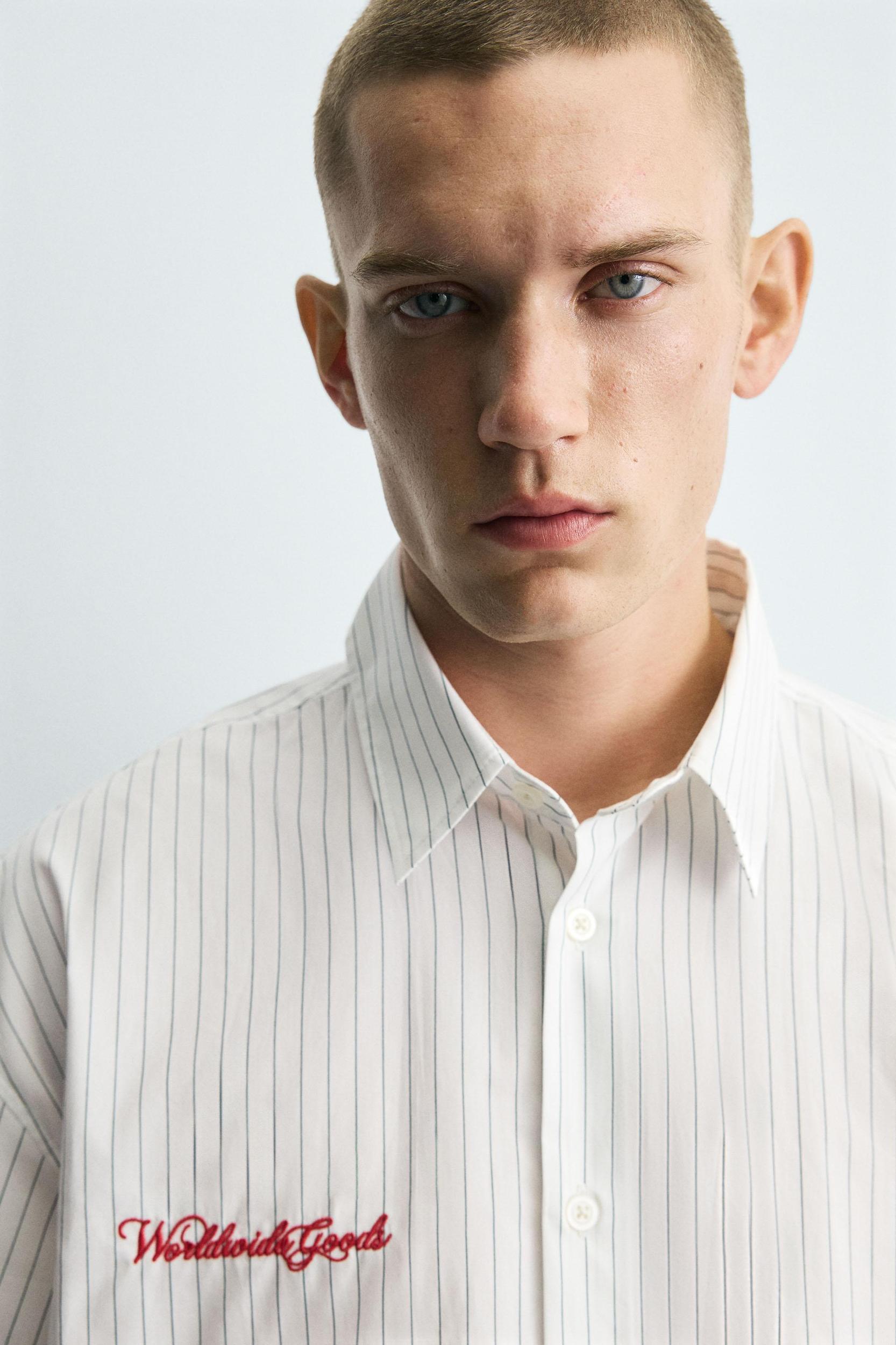 EMBROIDERED STRIPED SHIRT Product Image