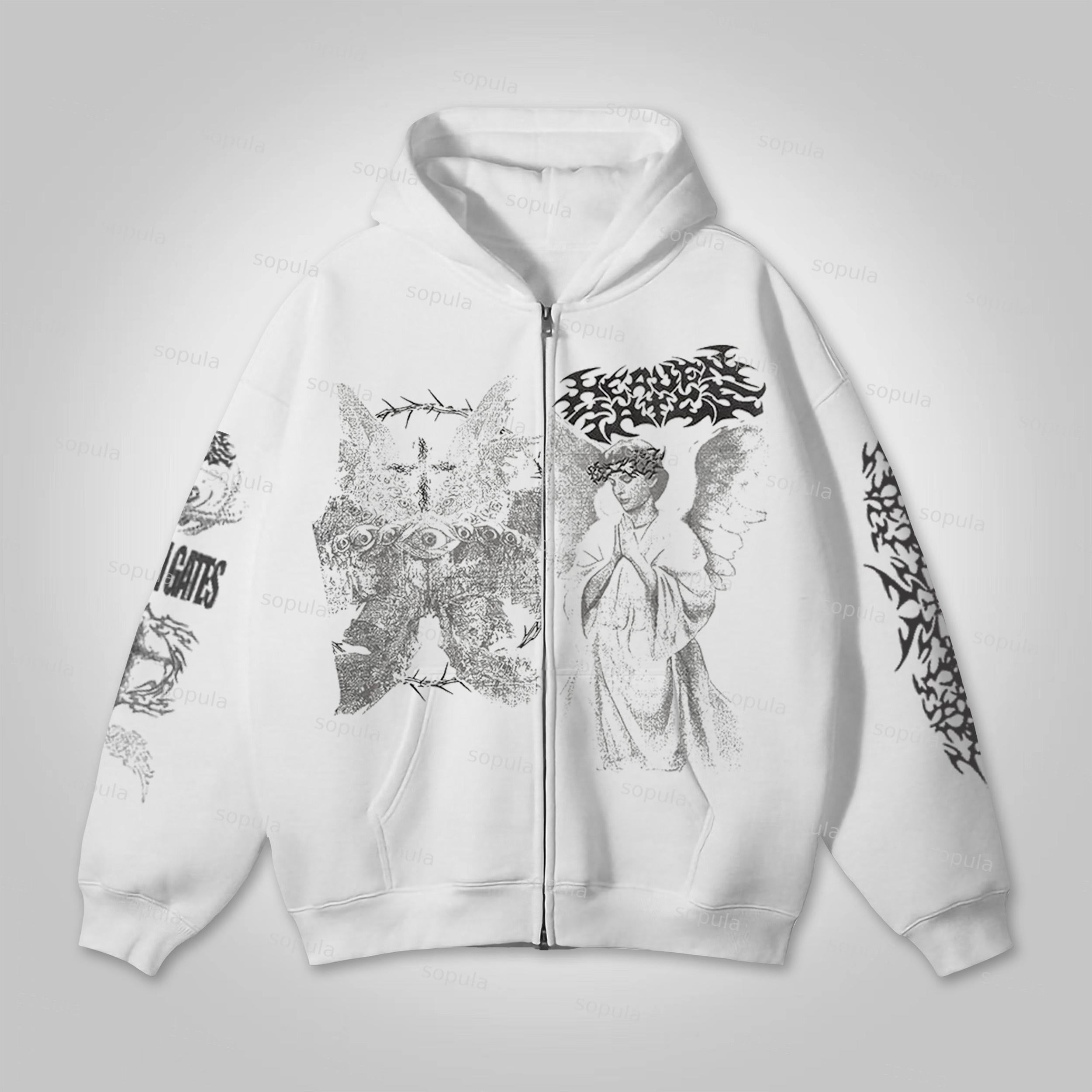 Heaven Gates Angelic Graphic Print Zip Up Hoodie Product Image