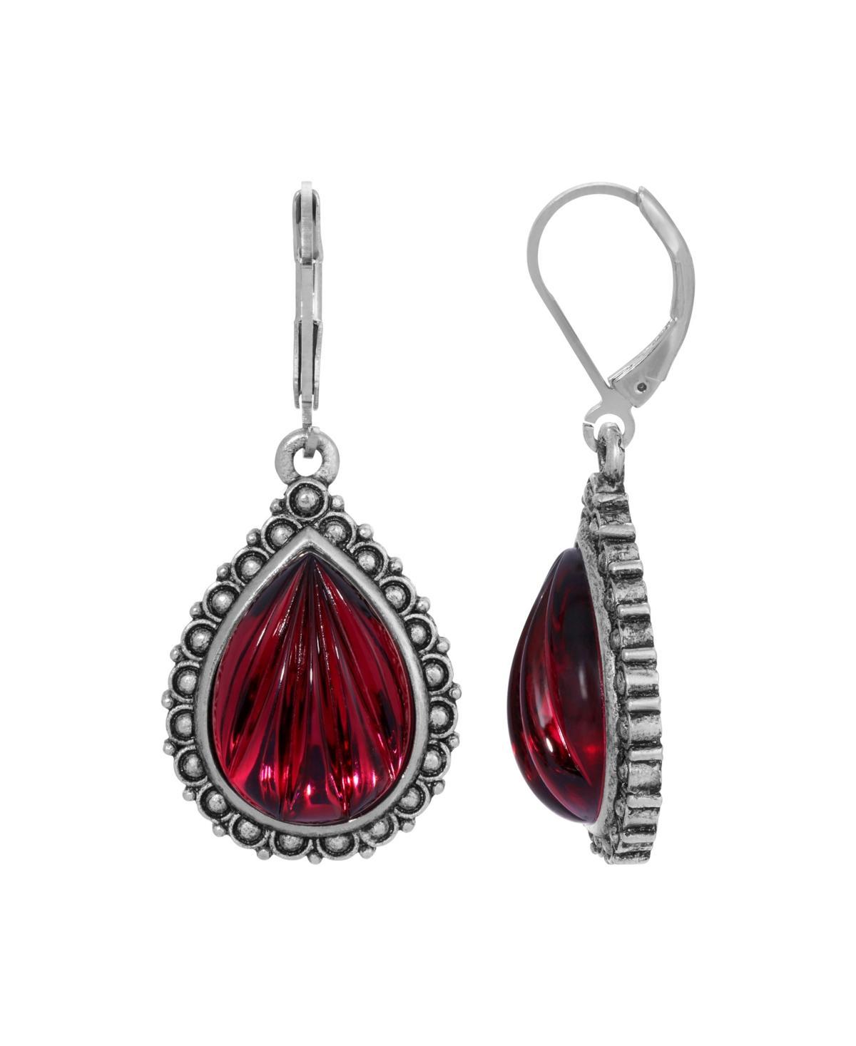 1928 Silver Tone Teardrop Earrings, Womens Product Image