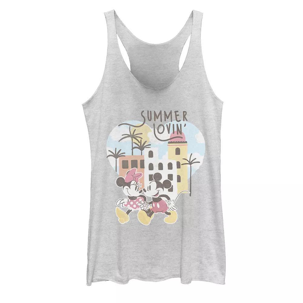 Disney's Mickey & Minnie Summer Lovin' Beach Vibes Juniors' Racerback Tank Top, Girl's, Size: Medium, White Grey Product Image