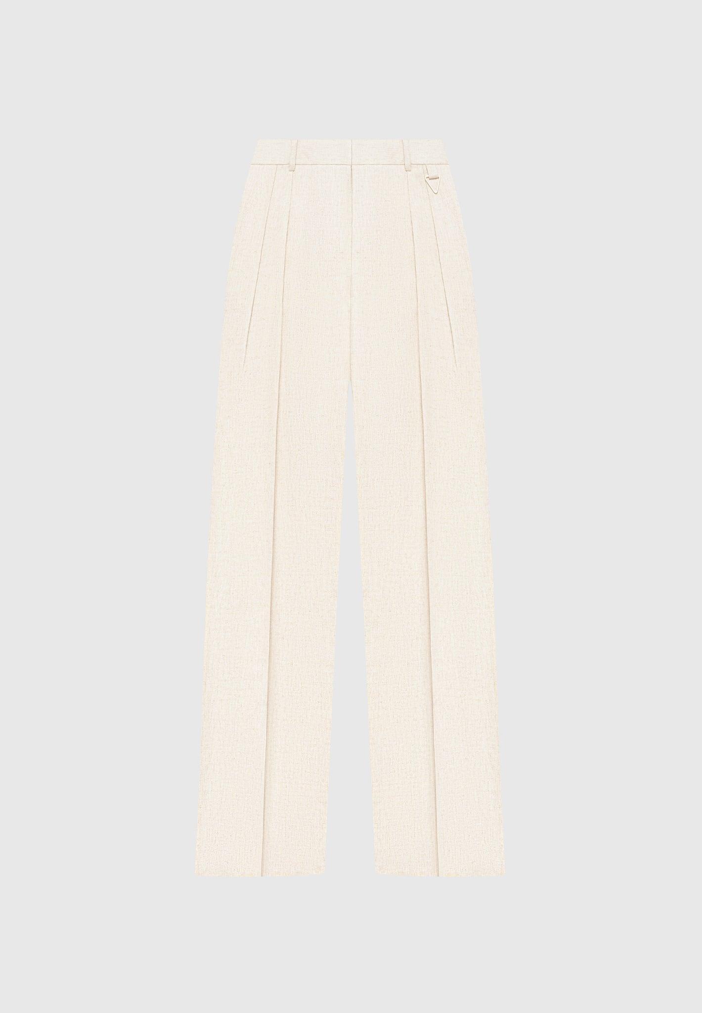 Julie - Linen Twin Pleat Trousers - Natural Female Product Image