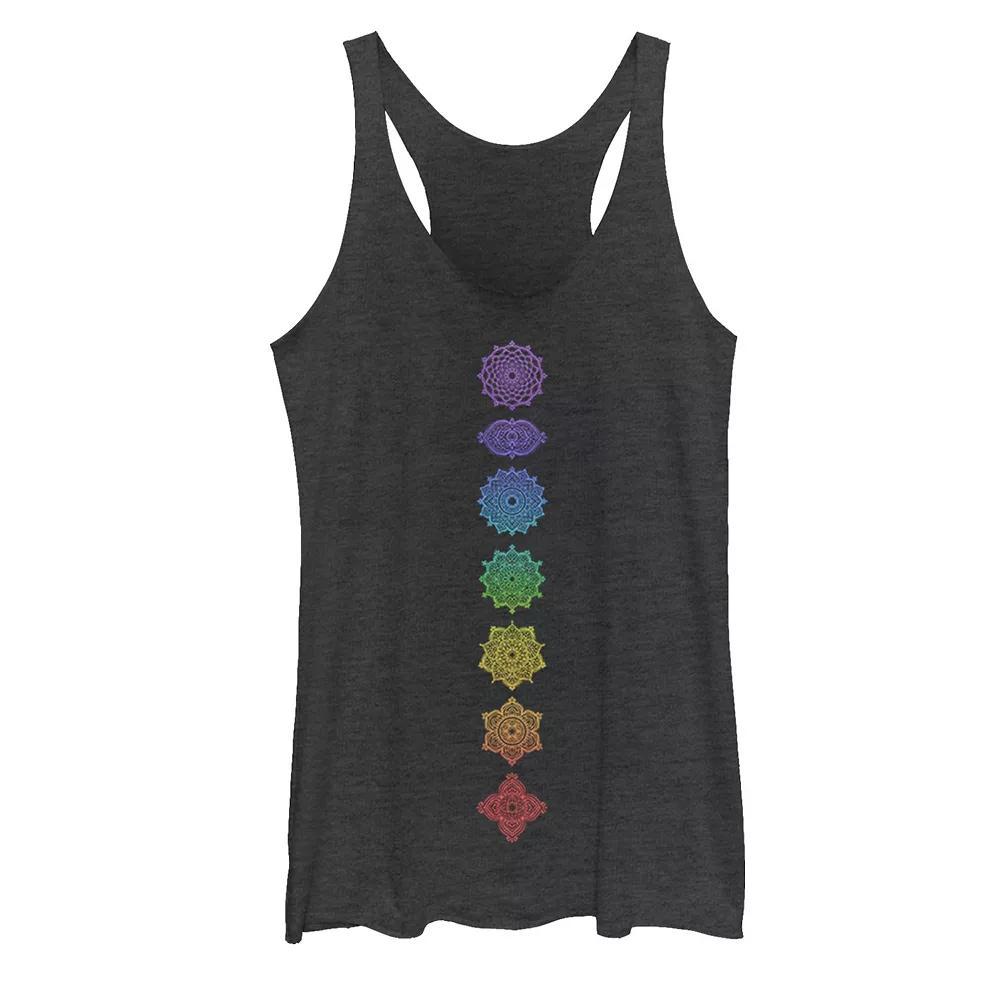 Juniors' Chakra Aligned Geometric Graphic Tank Top, Girl's, Size: XS, Black Grey Product Image