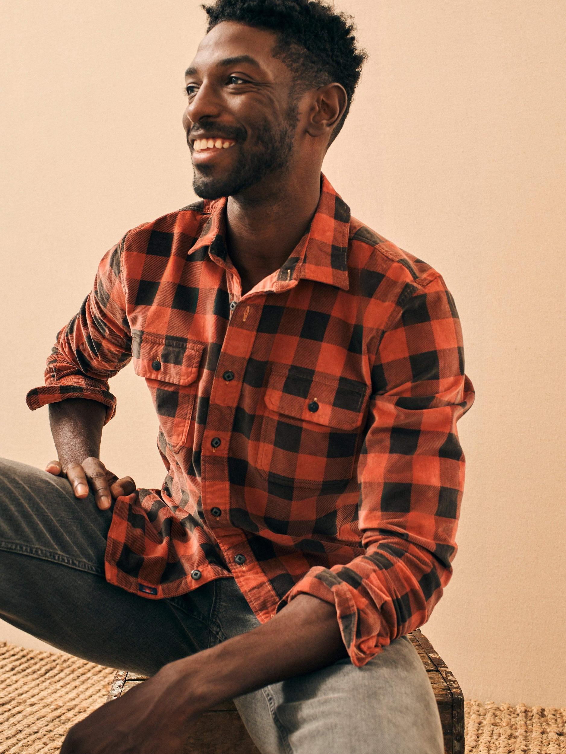 Stretch Corduroy Work Shirt - Cherry Charcoal Buffalo Male Product Image
