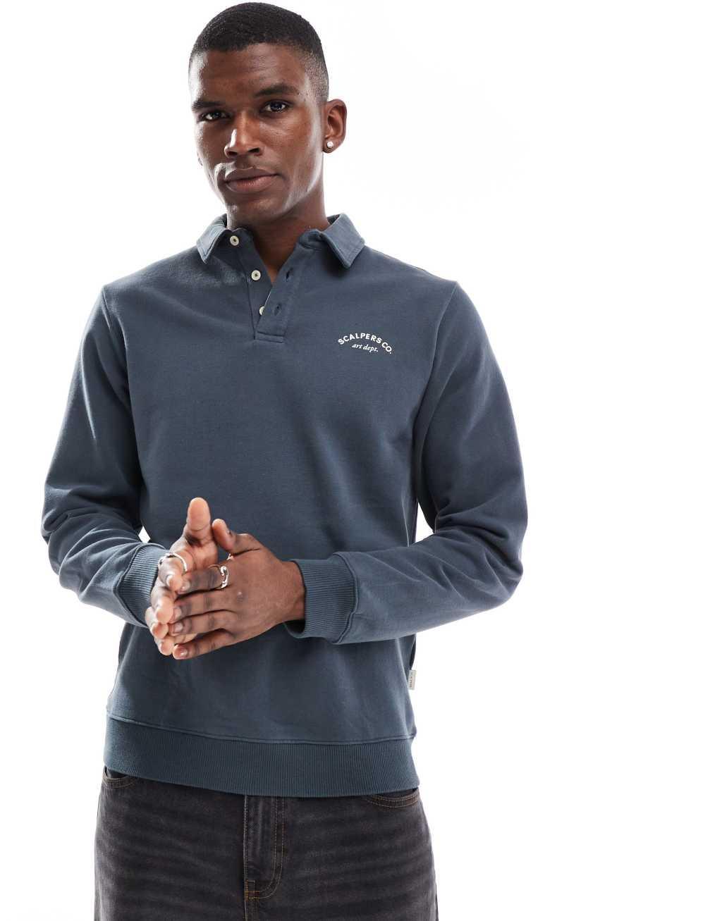 Scalpers sc polo sweater in navy   Product Image