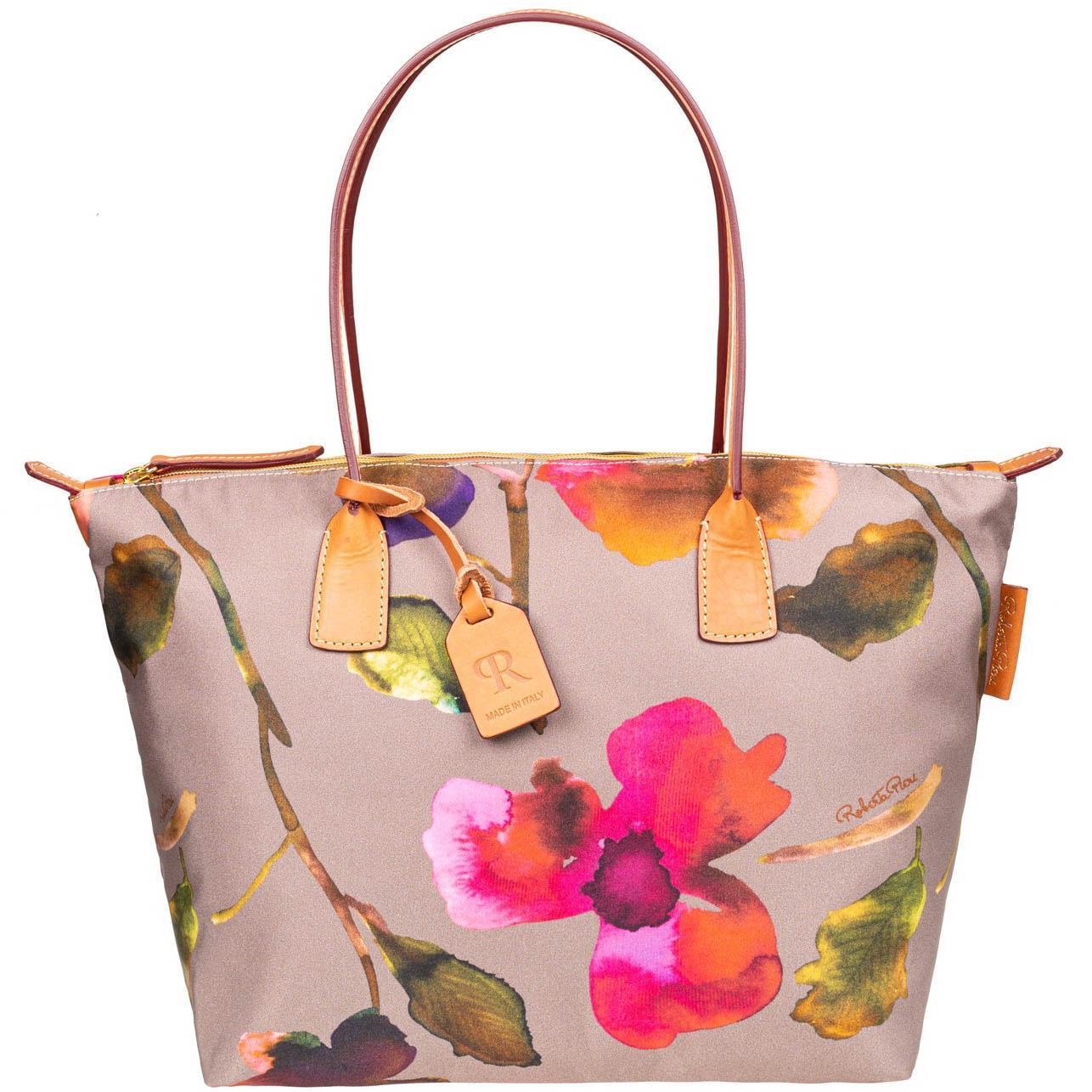 Dooney & Bourke Womens Roberta Pieri Flower Classic Large Robertina Fabric Tote Shopping Bag in White Product Image