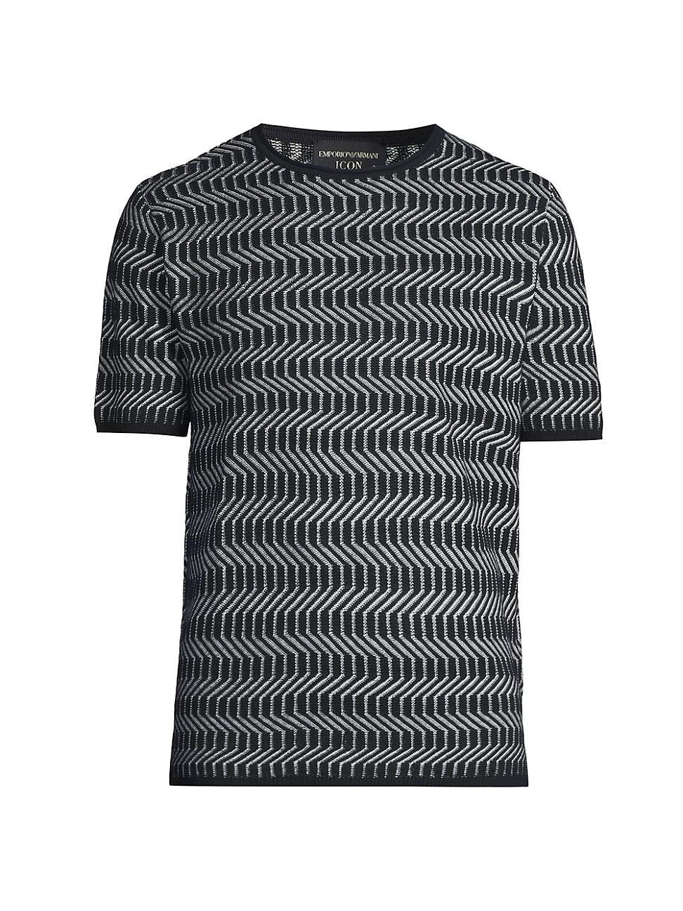 Mens Bicolor Jacquard Short-Sleeve Sweater Product Image