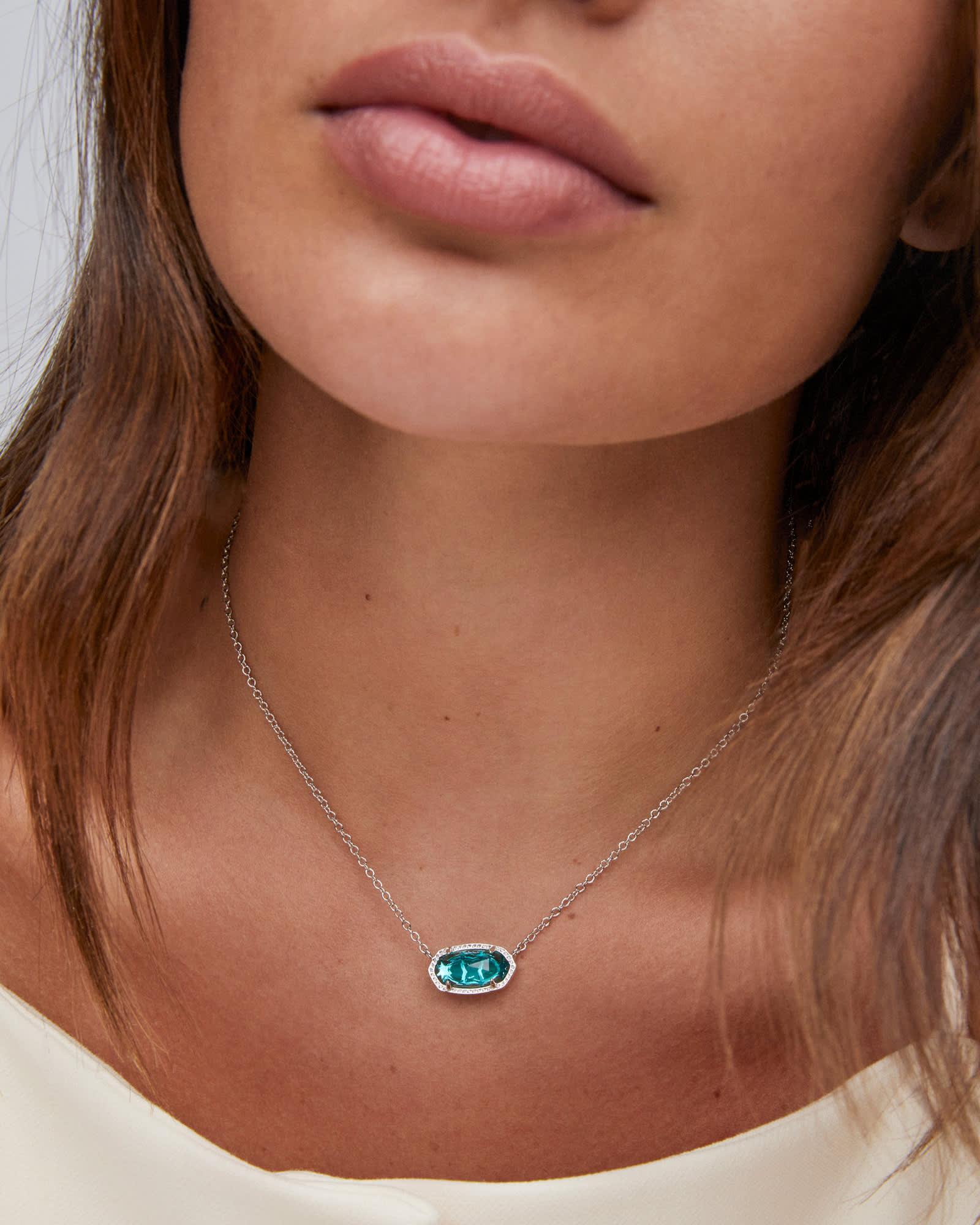 Elisa Silver Pendant Necklace in White Kyocera Opal Product Image