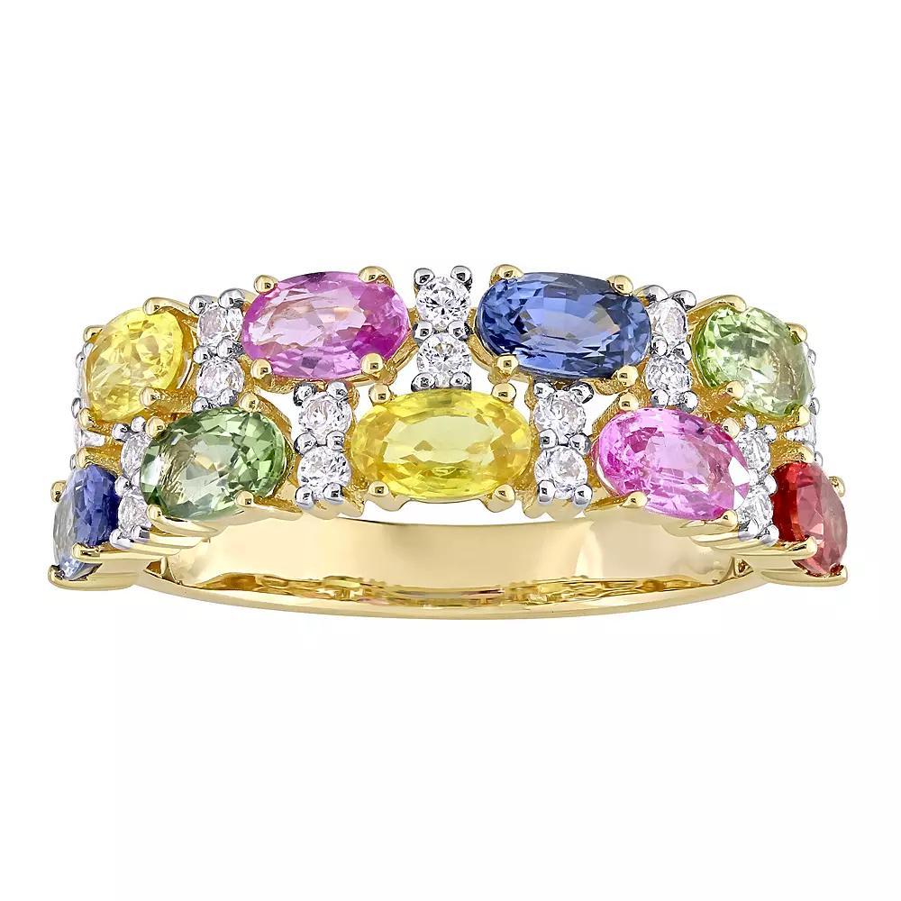 Stella Grace 14k Gold Multi-Color Sapphire Semi-Eternity Ring, Women's, Size: 5 Product Image
