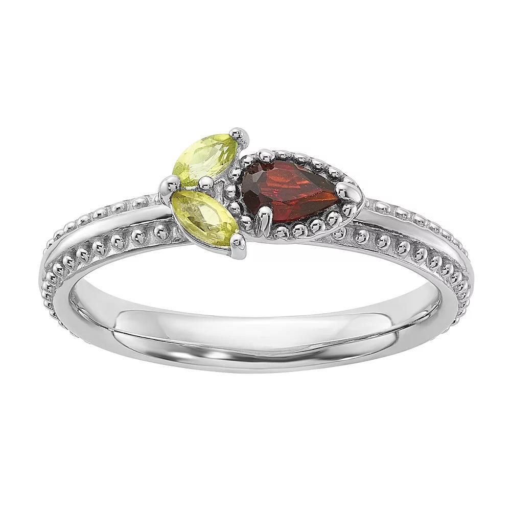 Stacks & Stones Sterling Silver Gemstone Flower Stackable Ring, Women's, Size: 7, Citrine Product Image
