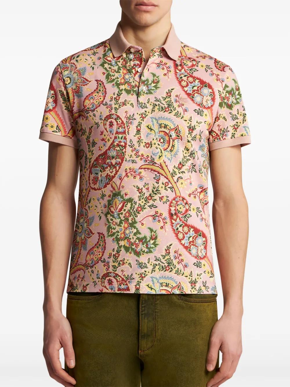 floral paisley print polo shirt Product Image