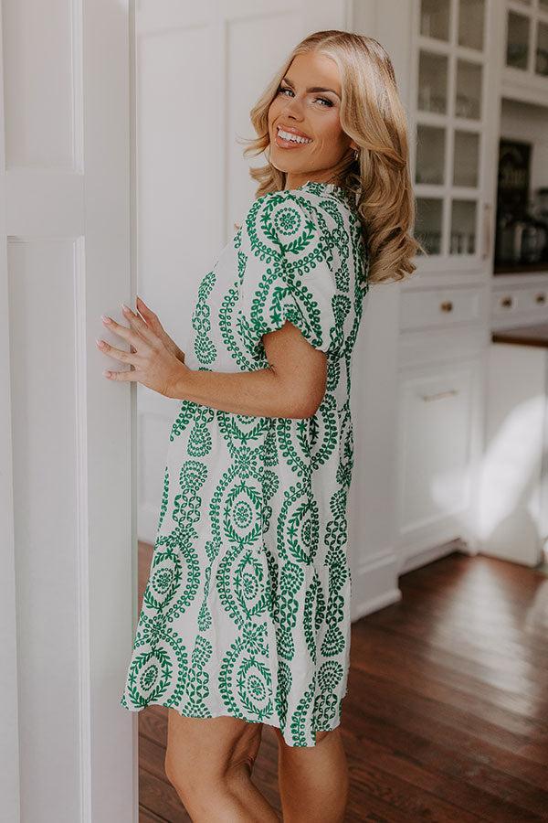 Sunny Outlook Eyelet Mini Dress in Green Product Image