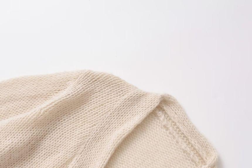 Bell Sleeve V-Neck Plain Tie Front Cardigan Product Image